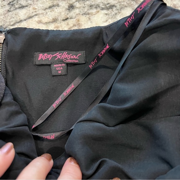 Betsey Johnson Little Black Dress One Shoulder Bodycon Minidress Holiday Party M - Picture 6 of 6